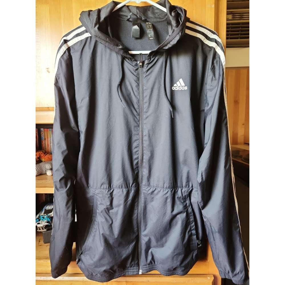 Men's Adidas Essential Black Windbreaker With Mesh Lining, Sz M.